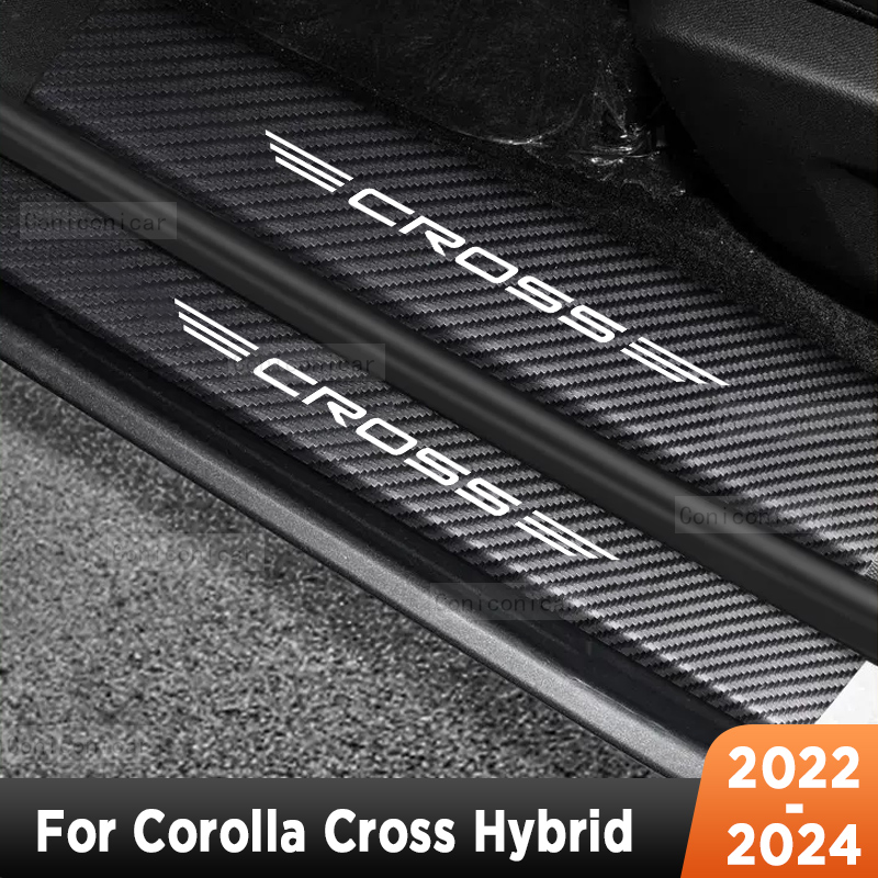 Crepe Pan Carbon - トヨタカローラクロス 2022-2024 車のドア敷居スカッフプレートしきい値プロテクターインテリア模造炭素繊維アクセサリー