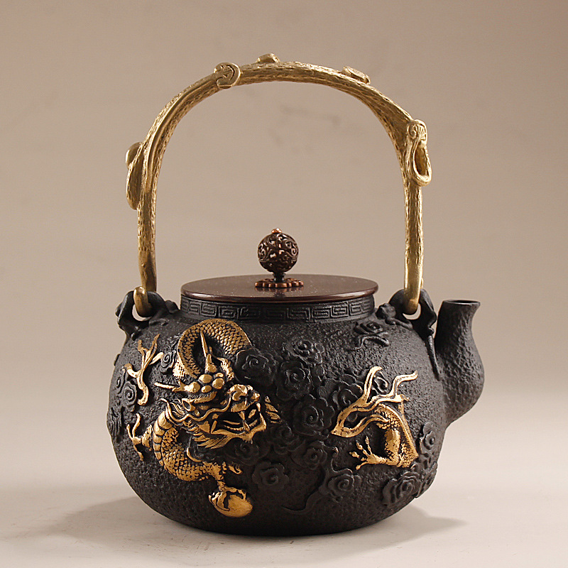 Cast Iron Corn - 1.2L鋳鉄製水壺/功夫茶壺（模様入り）、高級ビジネスギフト、中国レトロスタイル、手作り、家庭用茶器セット