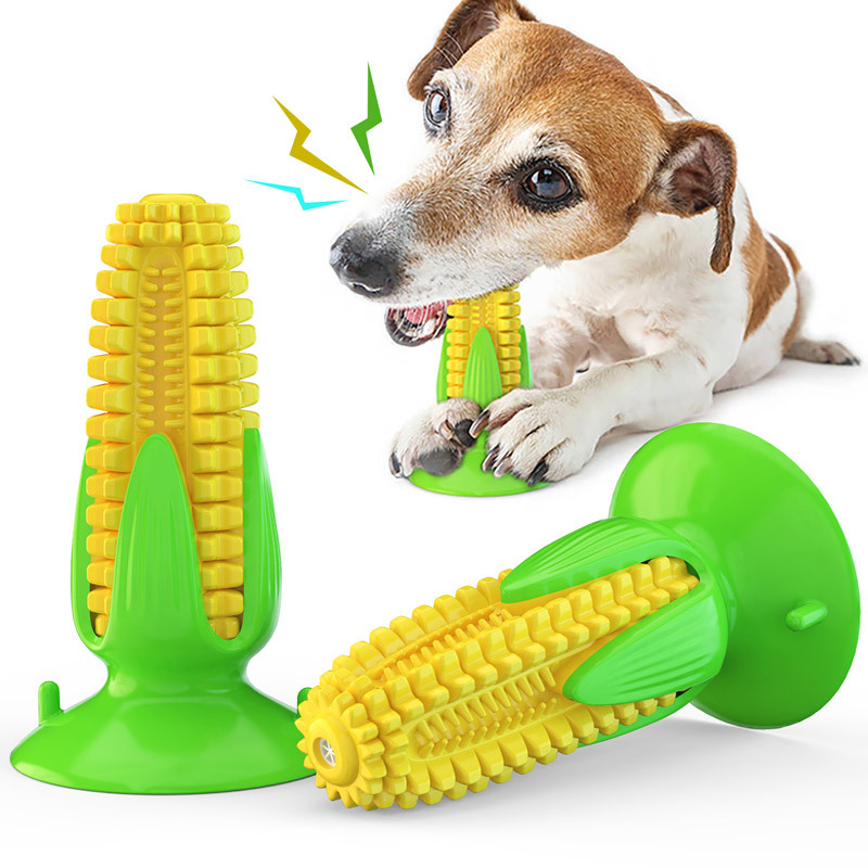 吸盤付き犬用おもちゃ、コーン型の音声機能付きTPRT歯固めス - Corn Dog Stick のレビューと価格