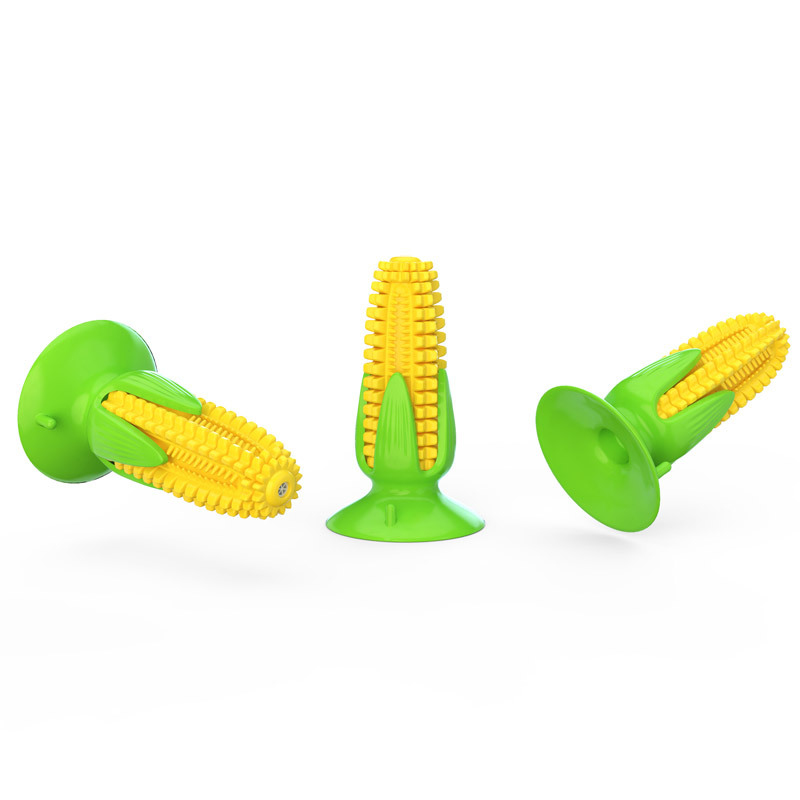 吸盤付き犬用おもちゃ、コーン型の音声機能付きTPRT歯固めス - Corn Dog Stick のレビューと価格