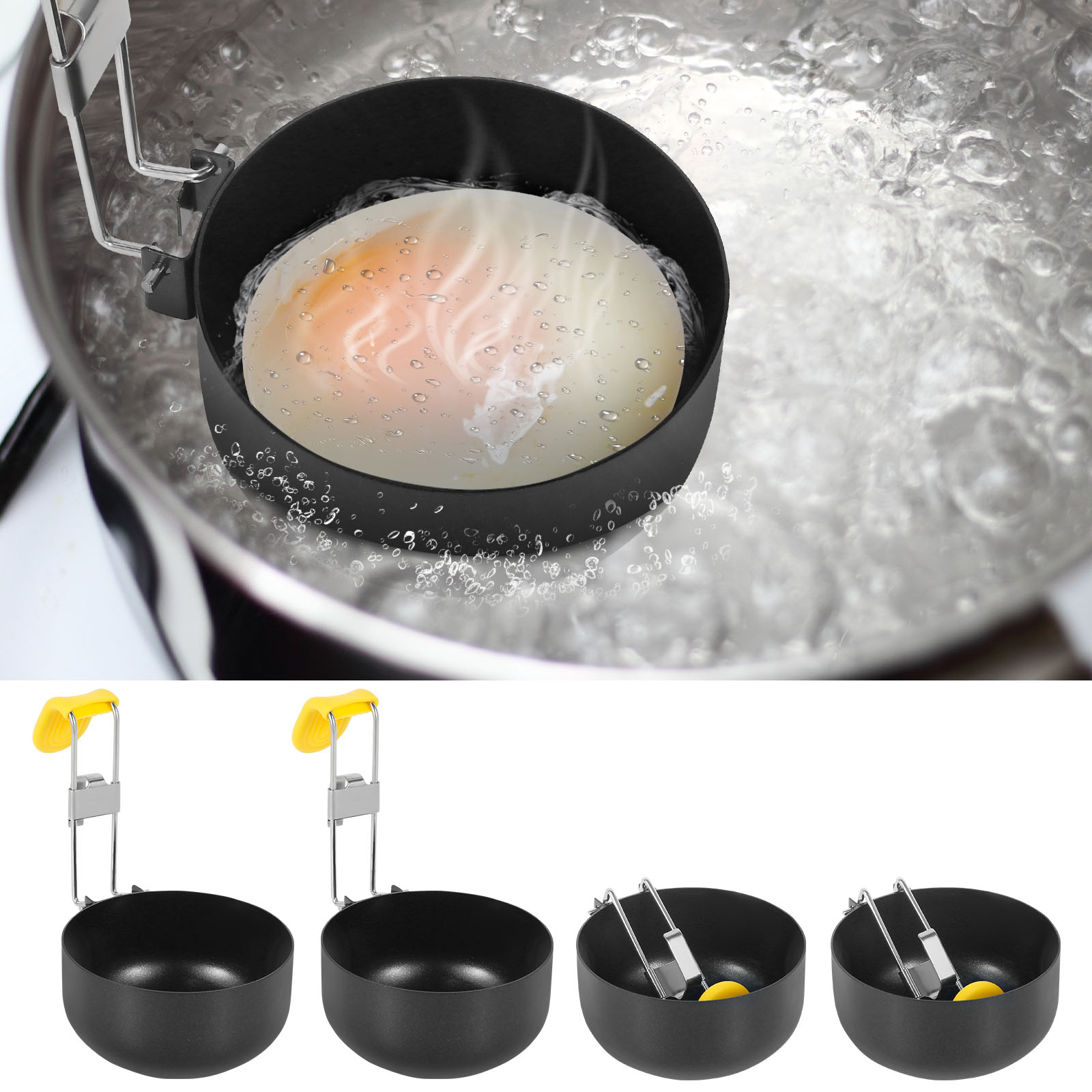 ステンレススチールエッグポーチャー4個パック、折りたたみエッ - Mini Pancake Griddle のレビューと価格